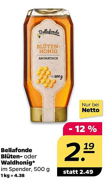 Bellafonde Blüten- oder Waldhonig, 500 g