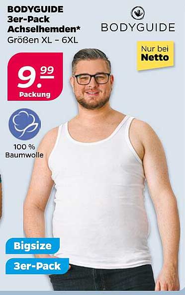 BODYGUIDE 3er-Pack Achselhemden - Größen XL - 6XL
