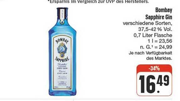 Bombay Sapphire Gin, verschiedene Sorten, 0,7 Liter Flasche