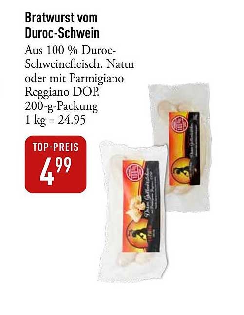 Bratwurst vom Duroc-Schwein