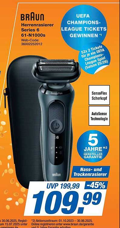 Braun Herrenrasierer Series 6 61-N1000s