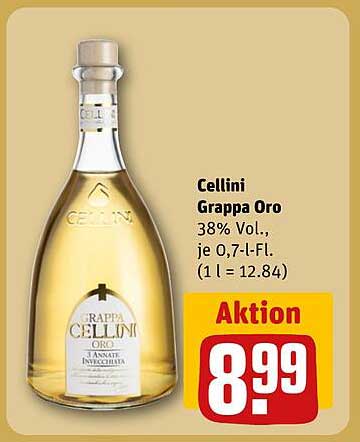 Cellini Grappa Oro 38% Vol., je 0,7-l-Flasche