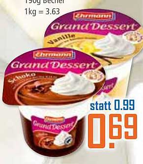 Charmant Grand Dessert 190g Becher, Vanille & Schokolade