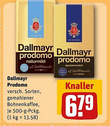 Dallmayr Prodomo Gemahlener Bohnenkaffee, 500-g-Packung