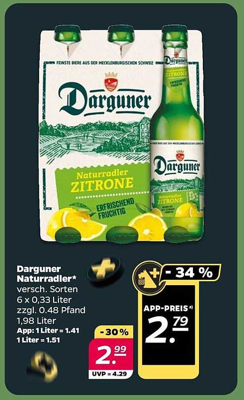 Darguner Naturradler Zitrone 6 x 0,33 Liter