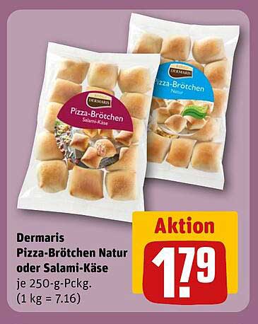 Dermanis Pizza-Brötchen Natur oder Salami-Käse je 250-g-Packung für nur 1,79 €