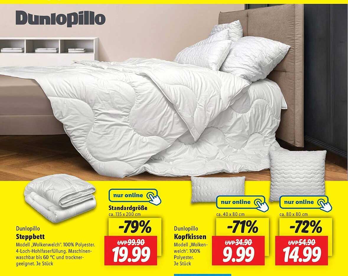 Dunlopillo Steppbett und Kopfkissen