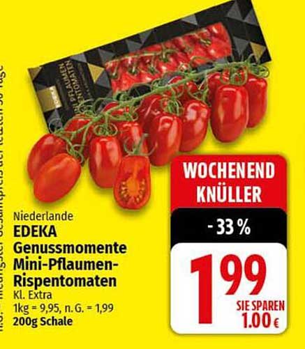 EDEKA Genussmomente Mini-Pflaumen-Rispentomaten 200g Schale