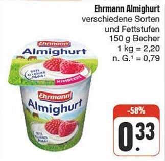 Ehrmann Almighurt verschiedene Sorten und Fettstufen 150 g Becher