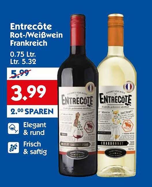 Entrecôte Rot- und Weißwein aus Frankreich 0,75 L
