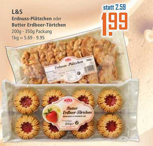 Erdnuss-Plätzchen oder Butter Erdbeer-Törtchen 200g - 350g Packung