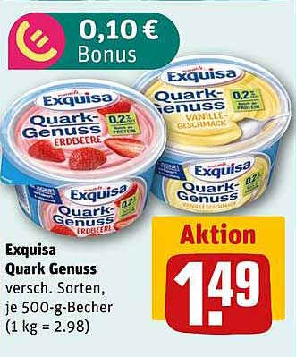 Exquisa Quark Genuss verschiedene Sorten, je 500-g-Becher