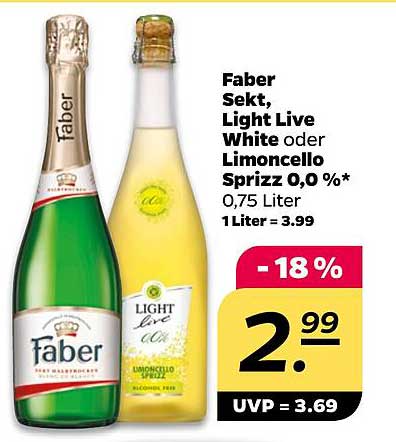 Faber Sekt, Light Live White oder Limoncello Sprizz 0,0%, 0,75 Liter