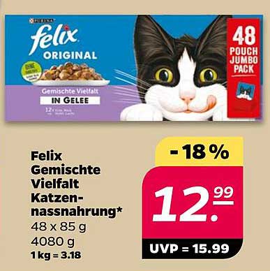 Felix Gemischte Vielfalt Katzennassnahrung 48 x 85 g