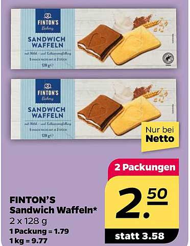 FINTON'S Sandwich Waffeln 2 x 128 g