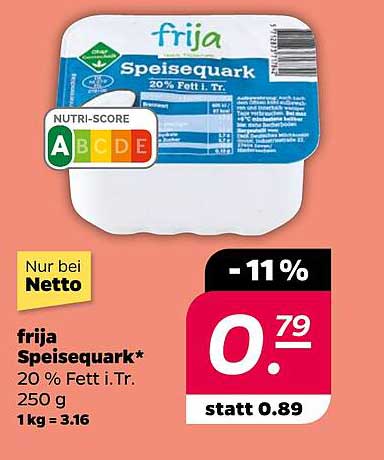 frija Speisequark* 20 % Fett i.Tr., 250 g