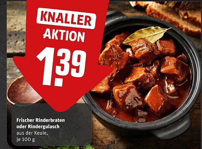 Frischer Rinderbraten oder Rindergulasch aus der Keule, je 100 g