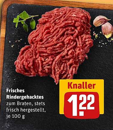 Frisches Rindergehacktes zum Braten, stets frisch hergestellt, je 100 g