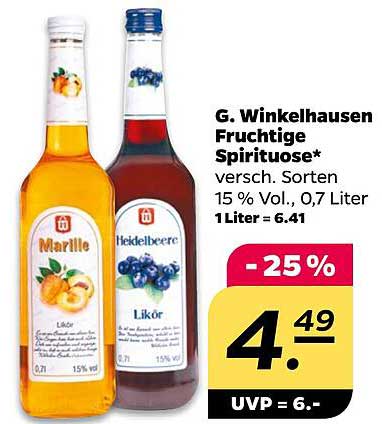 G. Winkelhausen Fruchtige Spirituose – Verschiedene Sorten 15 % Vol., 0,7 Liter