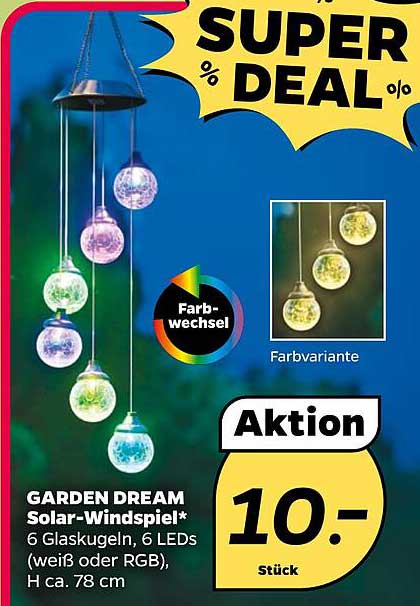 GARDEN DREAM Solar-Windspeil – 6 Glaskugeln mit LED-Beleuchtung