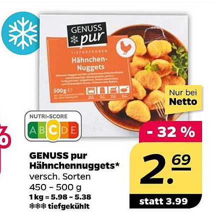 GENUSS pur Hähnchennuggets 500 g