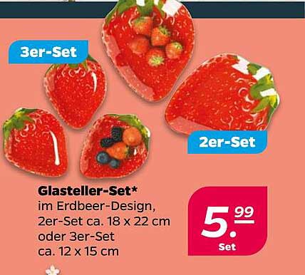 Glasteller-Set im Erdbeer-Design