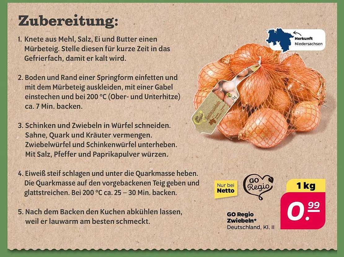 GO Regio Zwiebeln 1 kg für nur 0,99 €