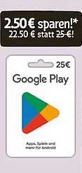 Google Play Geschenkkarte 25€ für nur 22,50€