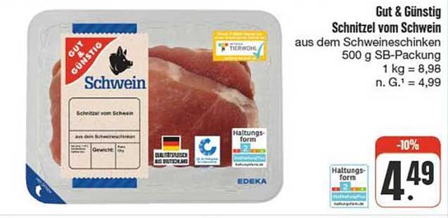 Gut & Günstig Schnitzel vom Schwein 500 g SB-Packung