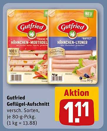 Gutfried Geflügel-Aufschnitt - verschiedene Sorten