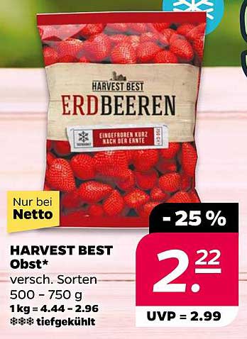 HARVEST BEST Erdbeeren, tiefgefroren, 500 - 750 g