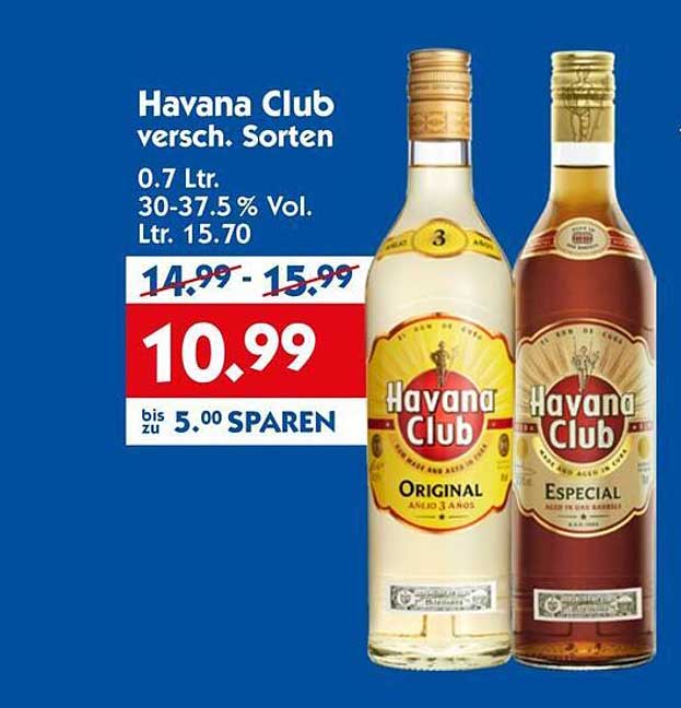 Havana Club versch. Sorten 0.7 Ltr. für nur 10,99 €