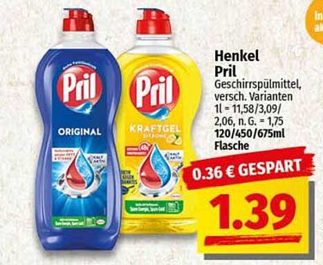 Henkel Pril Geschirrspülmittel, versch. Varianten