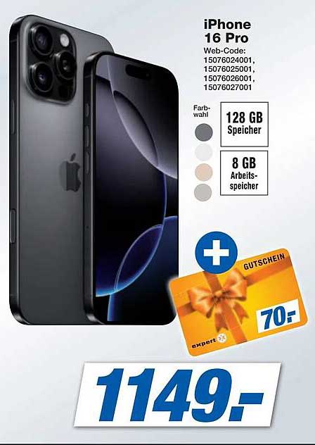 iPhone 16 Pro mit 128 GB Speicher