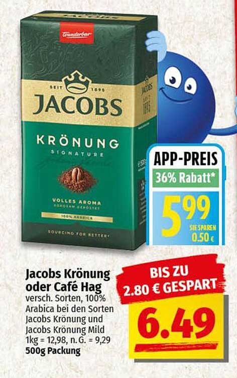 Jacobs Krönung oder Café Hag, 500g Packung