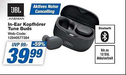 JBL In-Ear Kopfhörer Tune Buds - Aktives Noise Cancelling