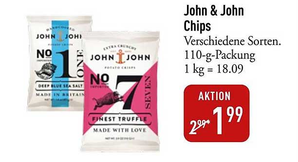 John & John Chips - Verschiedene Sorten, 110-g-Packung