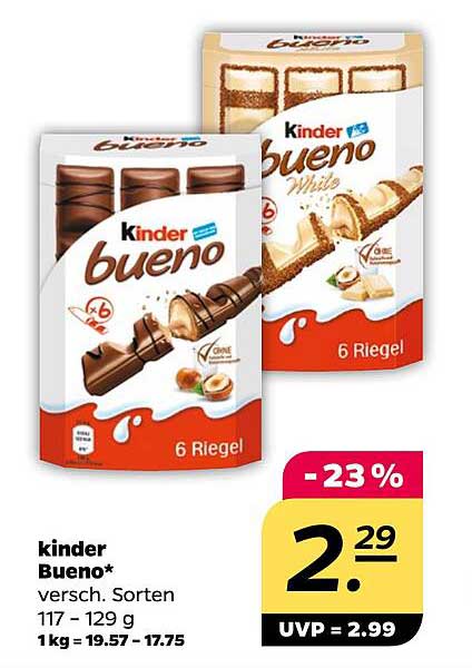 Kinder Bueno 6 Riegel – Verschiedene Sorten