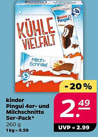 kinder Pingui 4er- und Milchschnitte 5er-Pack