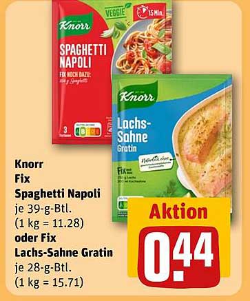 Knorr Fix Spaghetti Napoli oder Lachs-Sahne Gratin