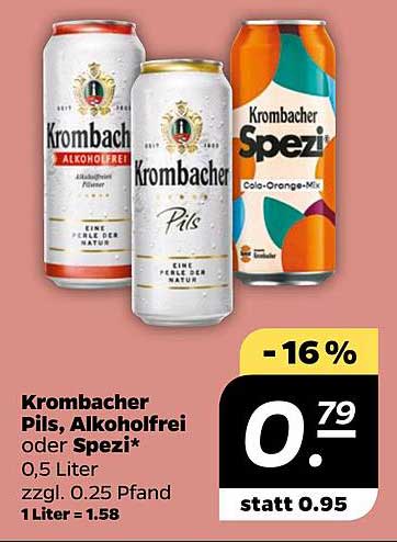 Krombacher Pils, Alkoholfrei oder Spezi* 0,5 Liter