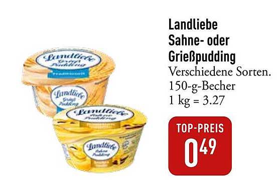 Landliebe Sahne- oder Grießpudding, 150-g-Becher