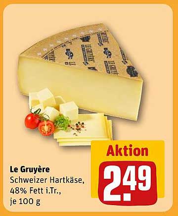 Le Gruyère Schweizer Hartkäse, 48% Fett i.Tr., je 100 g