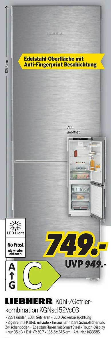 LIEBHERR Kühl-/Gefrierkombination KGNsd 52Vc03