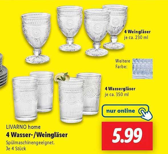 LIVARNO home 4 Wasser-/Weingläser