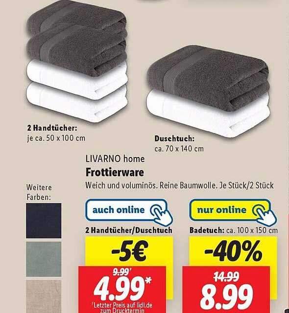 LIVARNO home Frottierware – Weiche Handtücher und Duschtücher