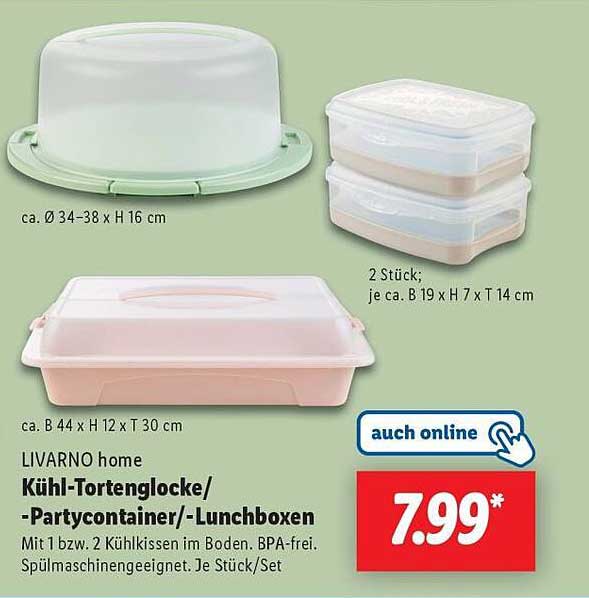 LIVARNO home Kühl-Tortenbox, Partycontainer und Lunchboxen