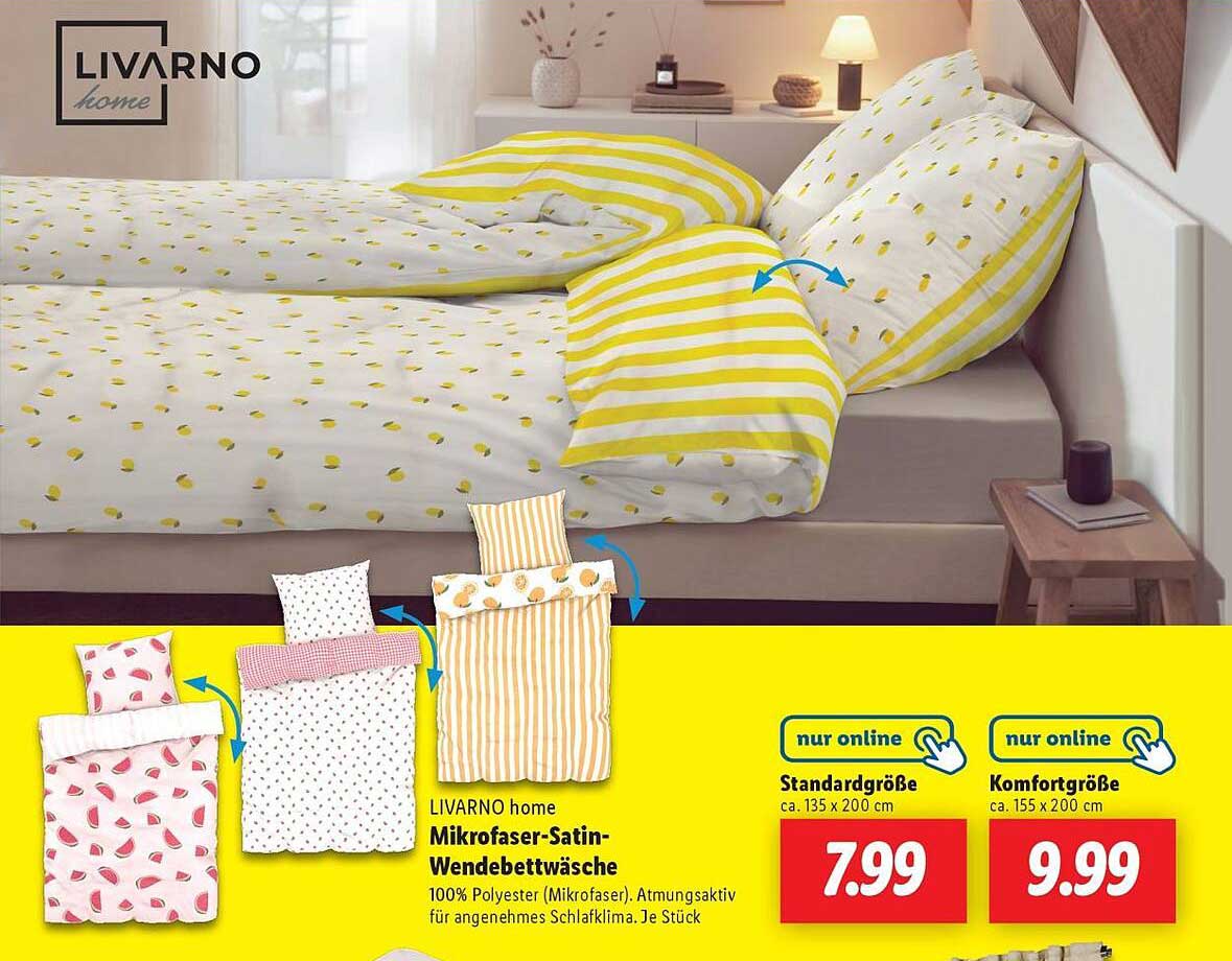 LIVARNO home Mikrofasersatin-Wendebettwäsche - idealer Schlafkomfort!