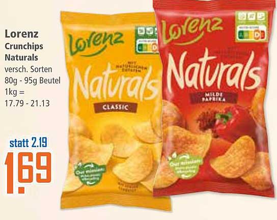 Lorenz Crunchips Naturals 80g - 95g Beutel