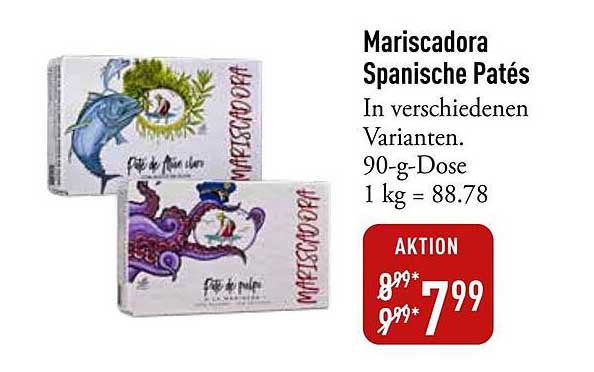 Mariscadora Spanische Patés in verschiedenen Varianten